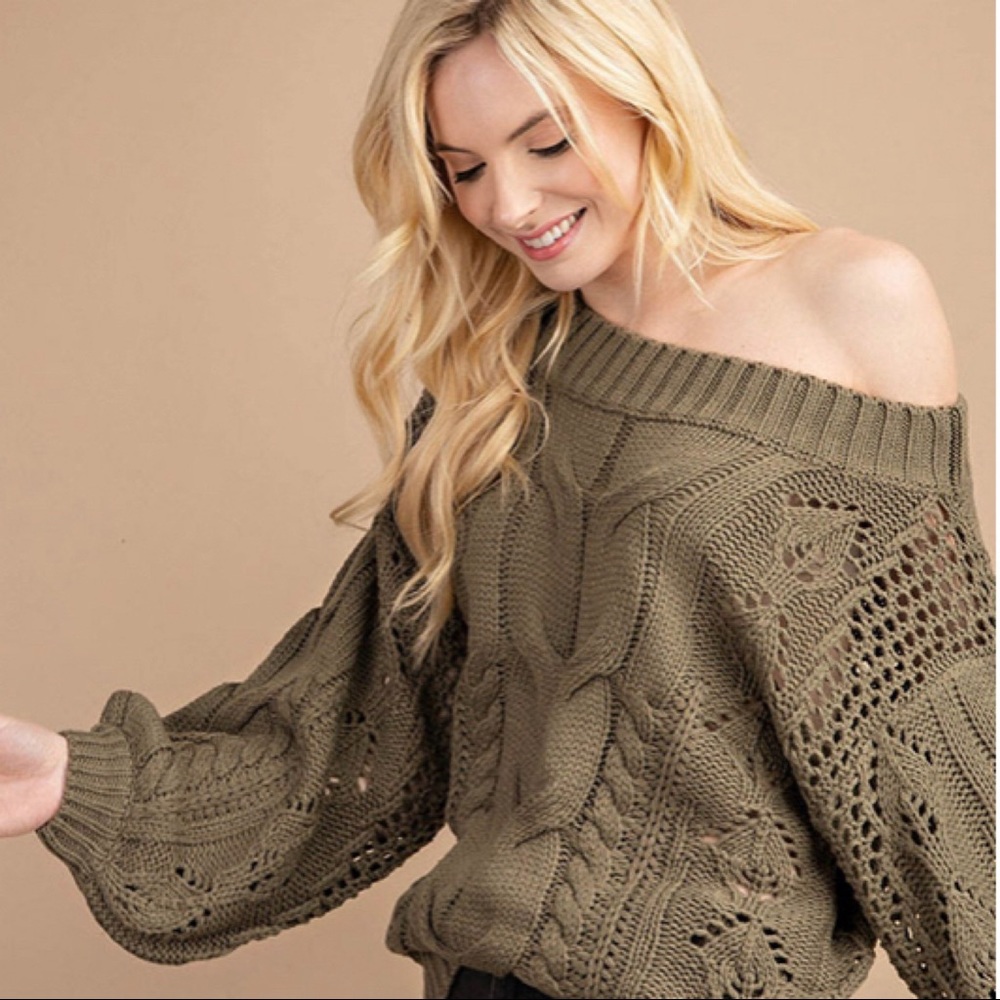 Olive Chunky Sweater - Picture 2 of 6
